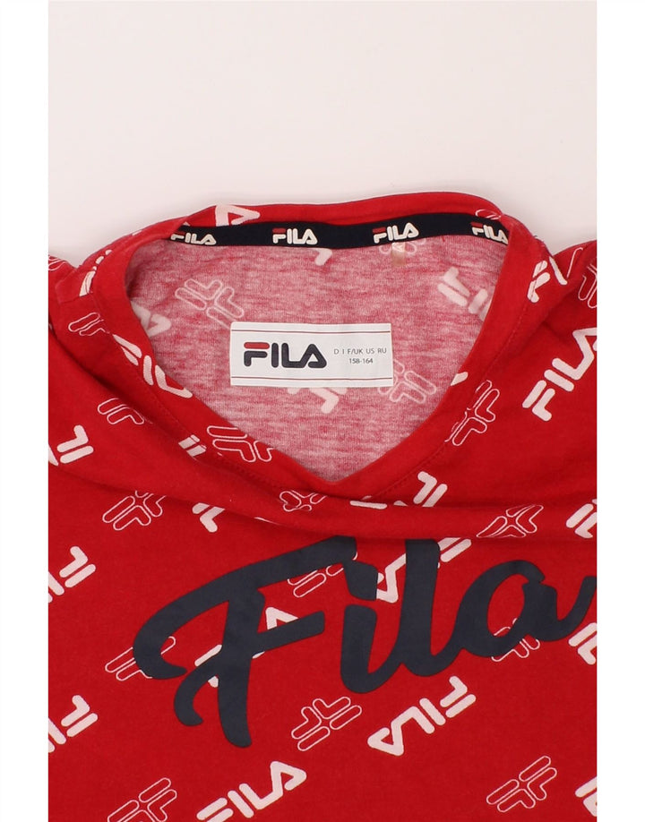 FILA Boys Graphic T-Shirt Top 13-14 Years Red Vintage Fila and Second-Hand Fila from Messina Hembry 