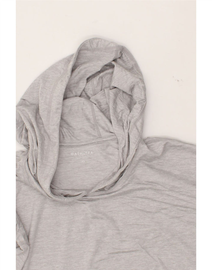 ATHLETA Womens Oversized Crop Hooded Top Long Sleeve UK 6 XS Grey Vintage Athleta and Second-Hand Athleta from Messina Hembry 