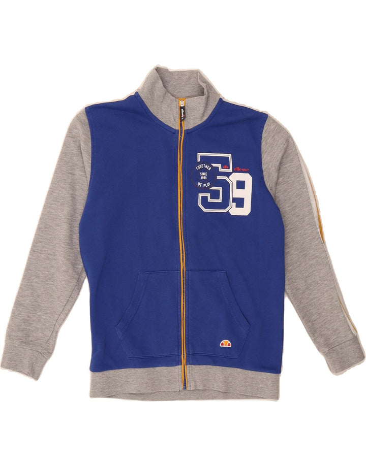 ELLESSE Boys Graphic Tracksuit Top Jacket 9-10 Years Blue Colourblock Vintage Ellesse and Second-Hand Ellesse from Messina Hembry 