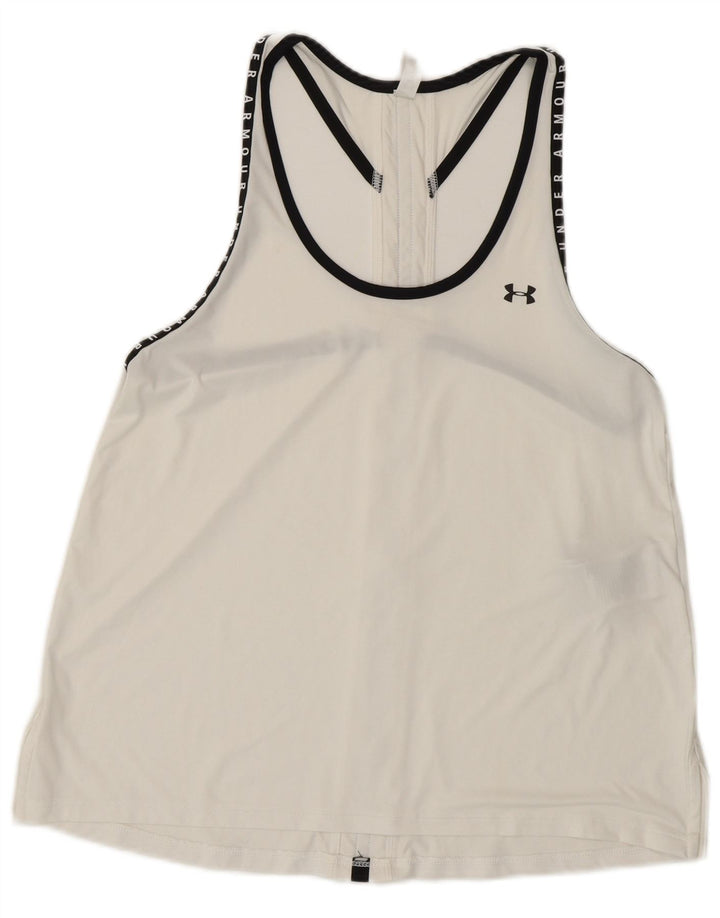 Canottiera grafica da donna Under Armour UK 14 poliestere bianco sporco medio