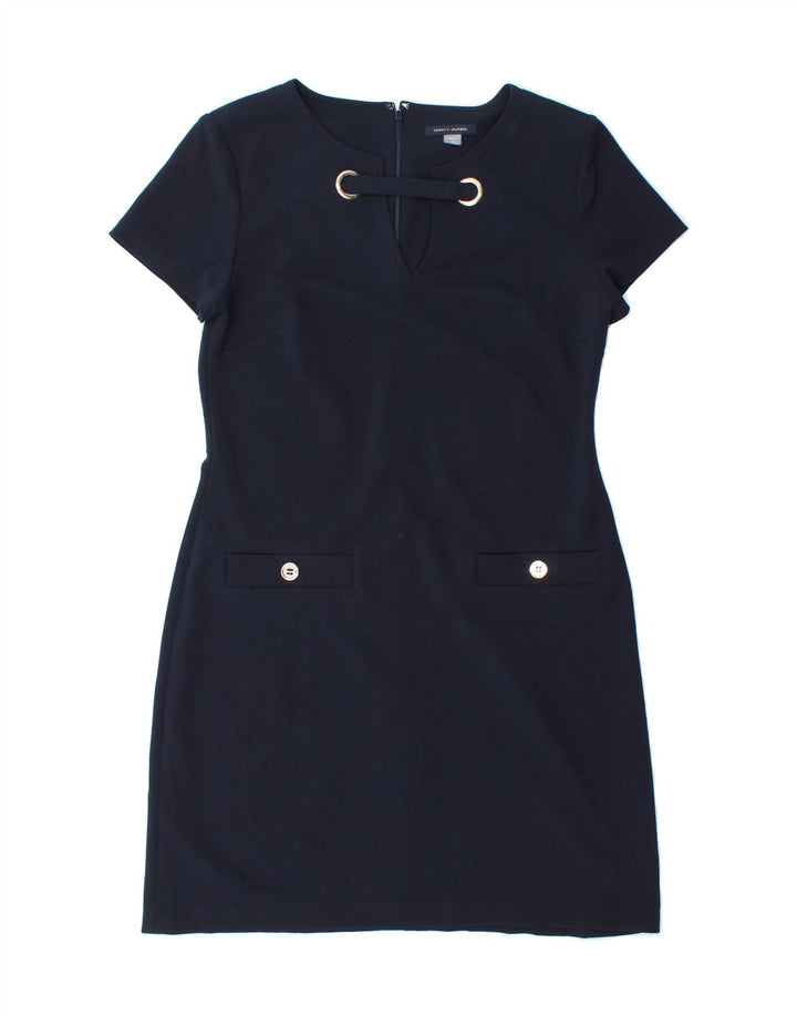 TOMMY HILFIGER Womens Sheath Dress US 8 Medium Navy Blue Polyester Vintage Tommy Hilfiger and Second-Hand Tommy Hilfiger from Messina Hembry 