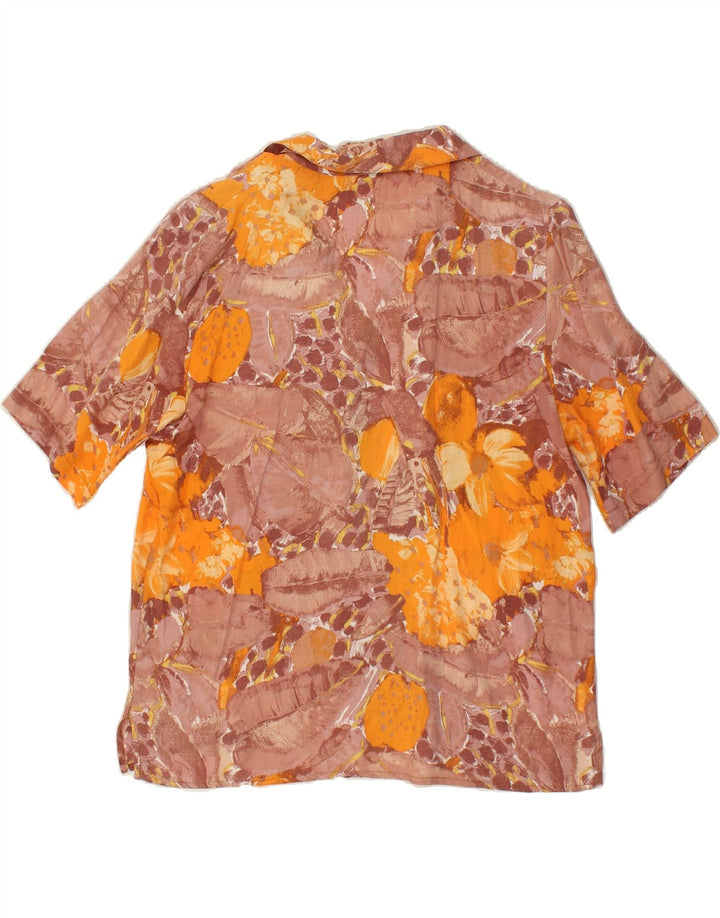 VINTAGE Womens Short Sleeve Shirt IT 44 Medium Brown Floral Vintage Vintage and Second-Hand Vintage from Messina Hembry 