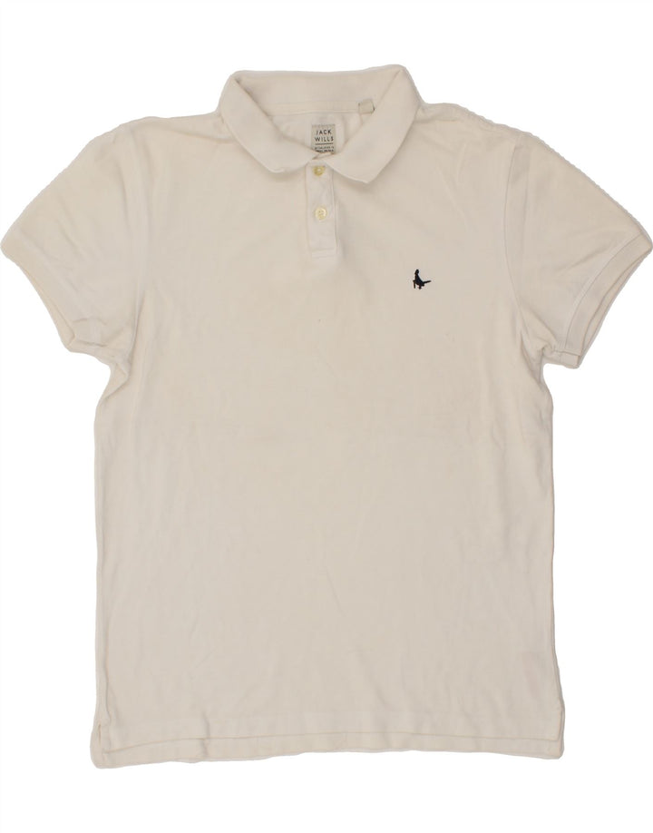 JACK WILLS Mens Polo Shirt Medium White Cotton Vintage Jack Wills and Second-Hand Jack Wills from Messina Hembry 