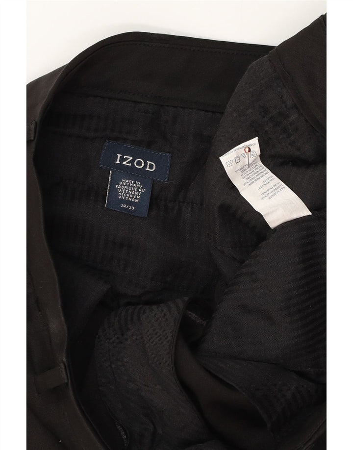 IZOD Mens Straight Chino Trousers W34 L30 Black Polyester