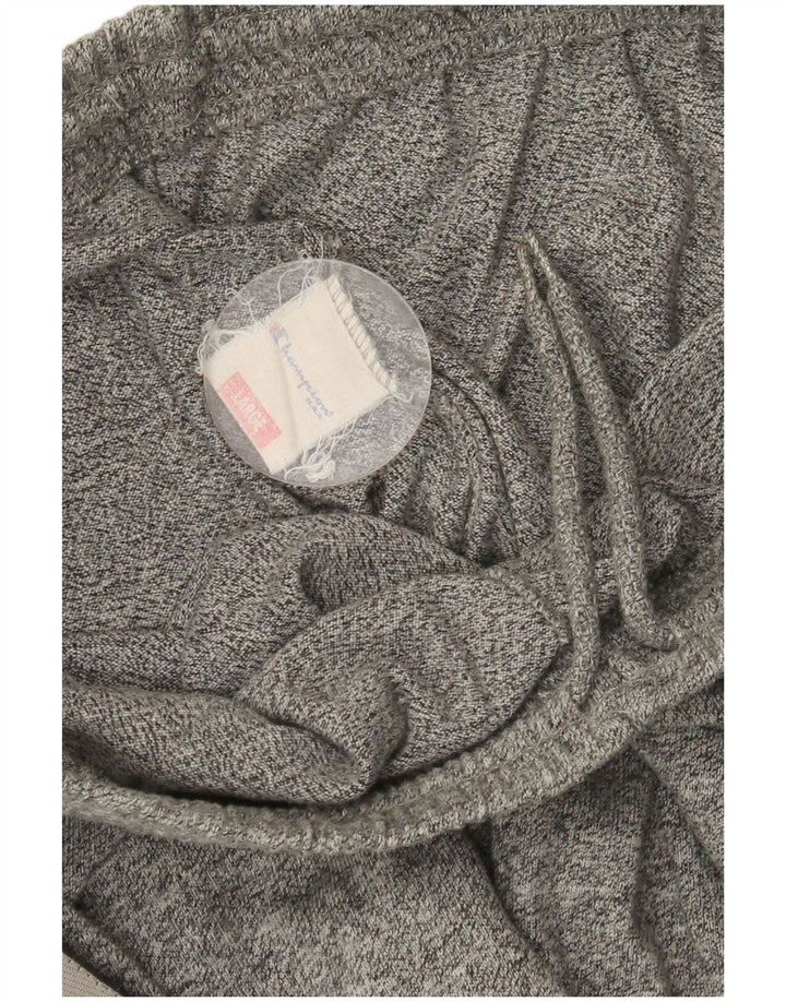 CHAMPION Mens Graphic Tracksuit Trousers Large  Grey Cotton