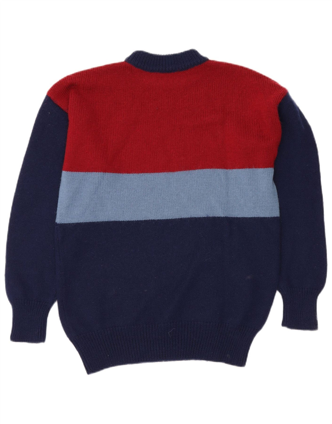 VINTAGE Herre Turtle Neck Jumper Sweater Medium Navy Blue Colourblock