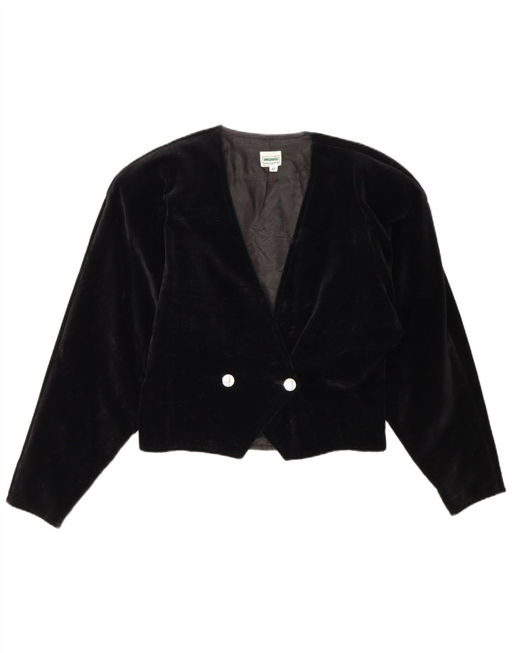 Vintage Womens Double Breasted Velvet Bolero Jacket IT 42 Medium Black