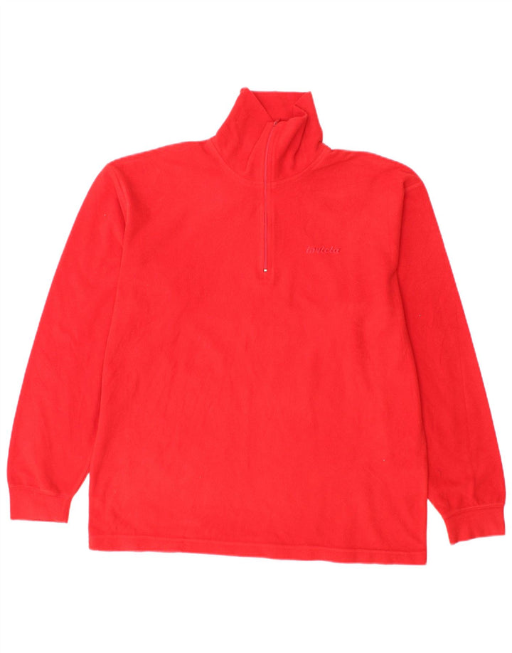 Invicta Mens Zip Neck Fleece Jumper Small Red Polyester
