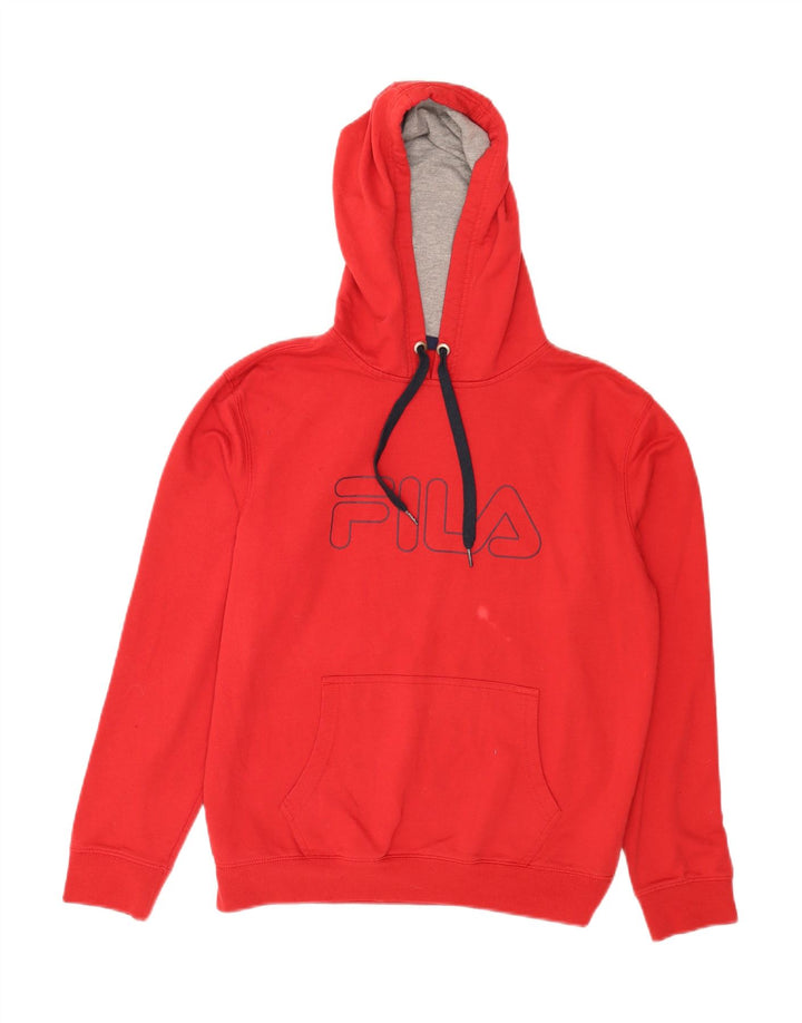 Fila Womens Graphic Hoodie Jumper UK 14 Medium Red Polyester
