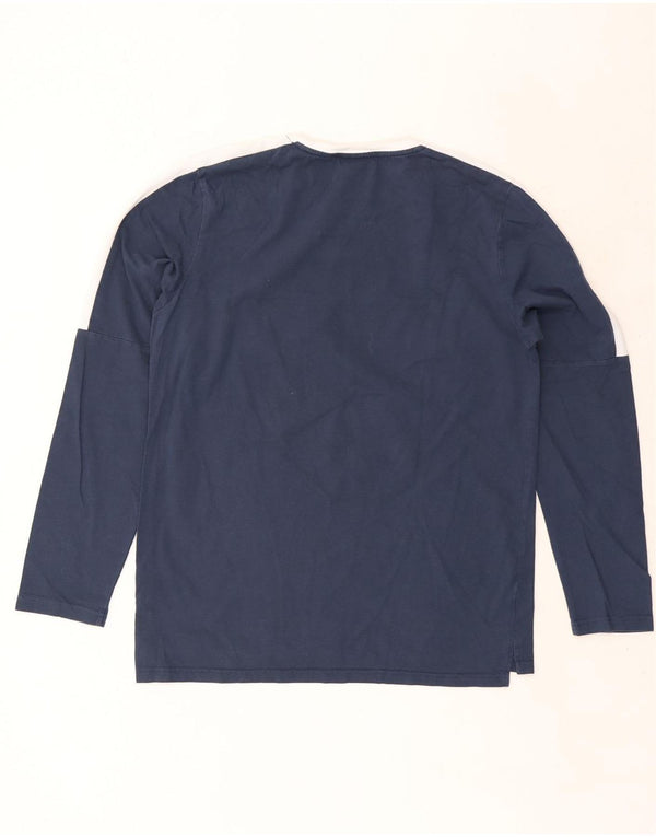 Ellesse Top grafico da uomo a maniche lunghe in cotone color block blu navy