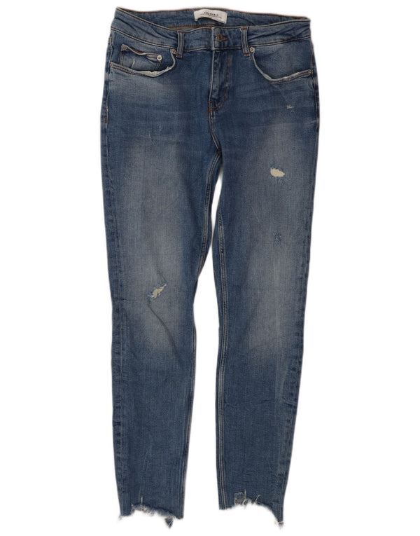 Zara Womens Distressed Slim Jeans EU 38 Small W28 L28 Blue Cotton