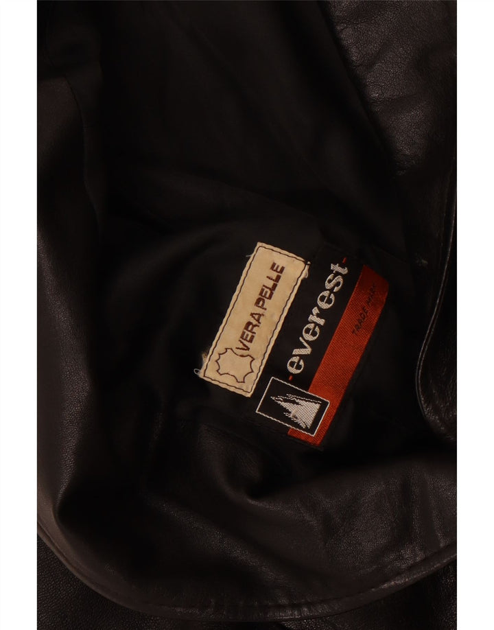 Everest Womens 2 Button Leather Blazer Jacket UK 14 Medium Black Leather