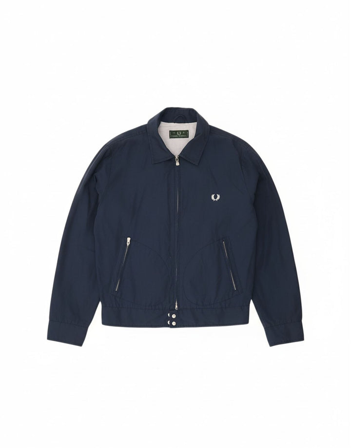 FRED PERRY Herren Bomberjacke UK 40 Große marineblaue Baumwolle