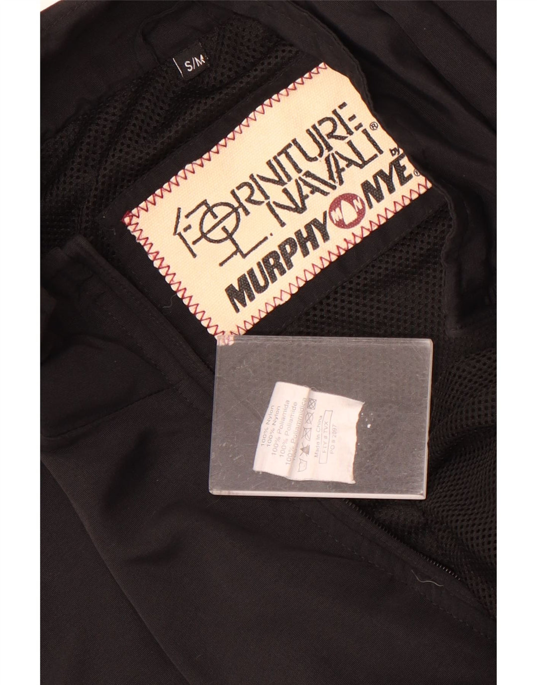 Murphy & Nye Mens Graphic Rain Jacket UK 36 Small Black Colourblock Nylon