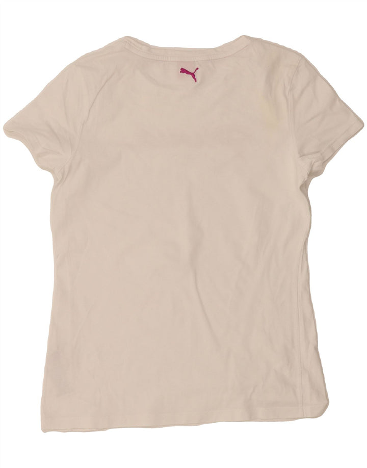 PUMA Womens Graphic T-Shirt Top UK 12 Medium  White Vintage Puma and Second-Hand Puma from Messina Hembry 