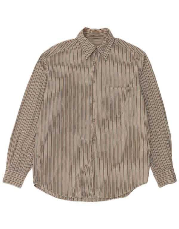 Think Pink Mens Shirt Small Grey Striped Cotton