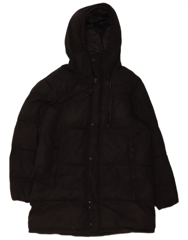 Zara Mens Hooded Padded Coat UK 40 Large Black