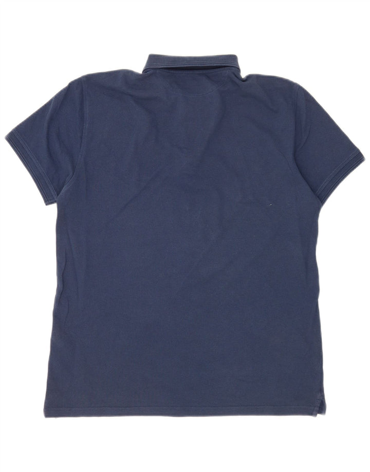 Massimo Dutti Mens Polo Shirt Medium Navy Blue Cotton