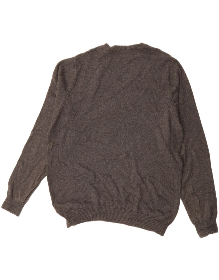 MARKS & SPENCER Mens Regular Fit V-Neck Jumper Sweater Medium Grey