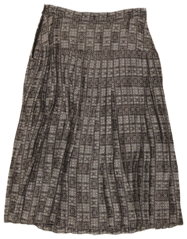 Vintage damska plisowana spódnica w kształcie litery A IT 44 Medium W28 Szary geometryczny octan