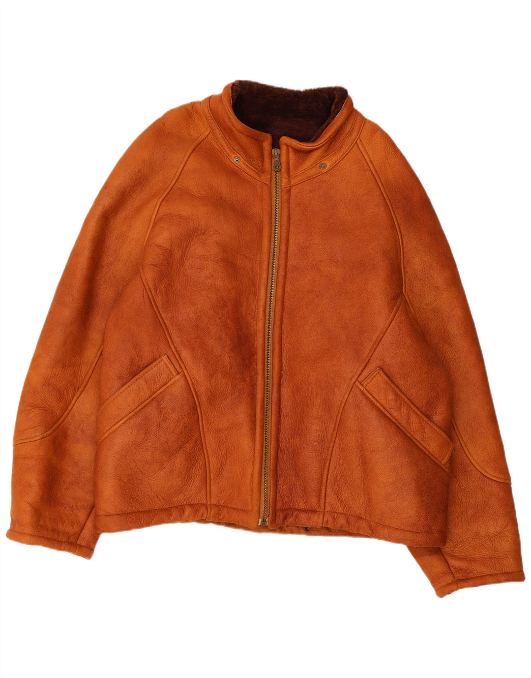 Vintage Womens Shearling Jacket UK 12 Medium Brown