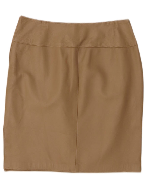VINTAGE Womens Leather Skirt W30 Medium Beige Leather