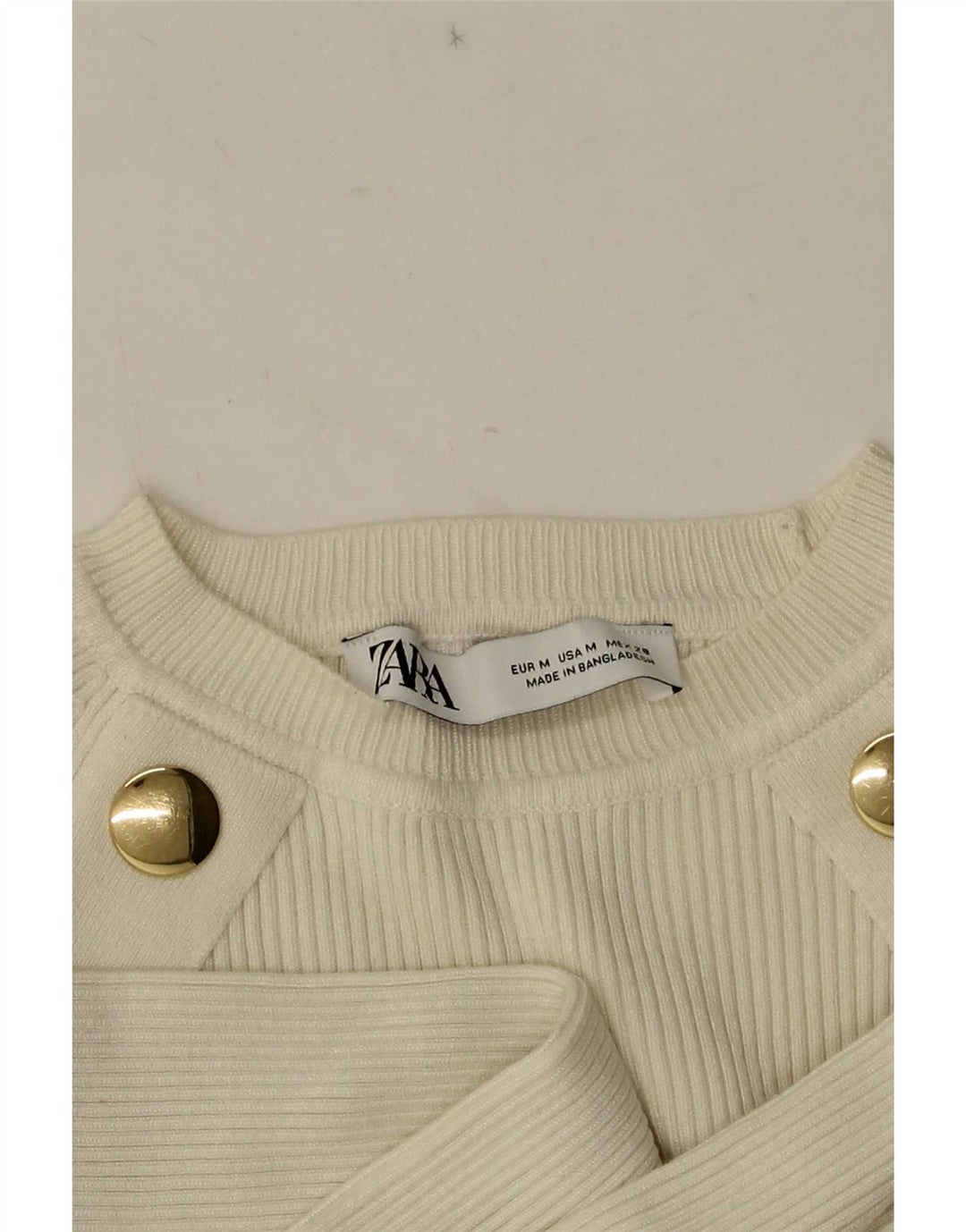 Zara Womens Crop Top Long Sleeve UK 12 Medium White