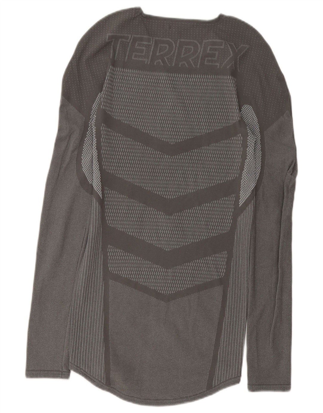 Adidas Męskie Terrex Graphic Top z długim rękawem, średnio szary, geometryczny poliester