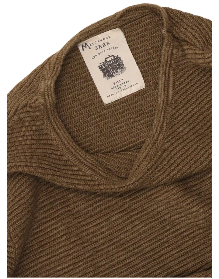 ZARA Boys Crew Neck Jumper Sweater 9-10 Years Khaki