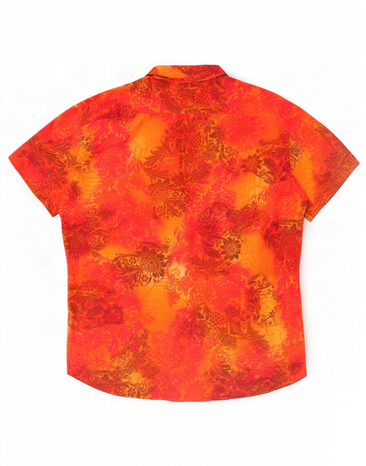 Packard Mens Short Sleeve Shirt 2XL Orange Floral