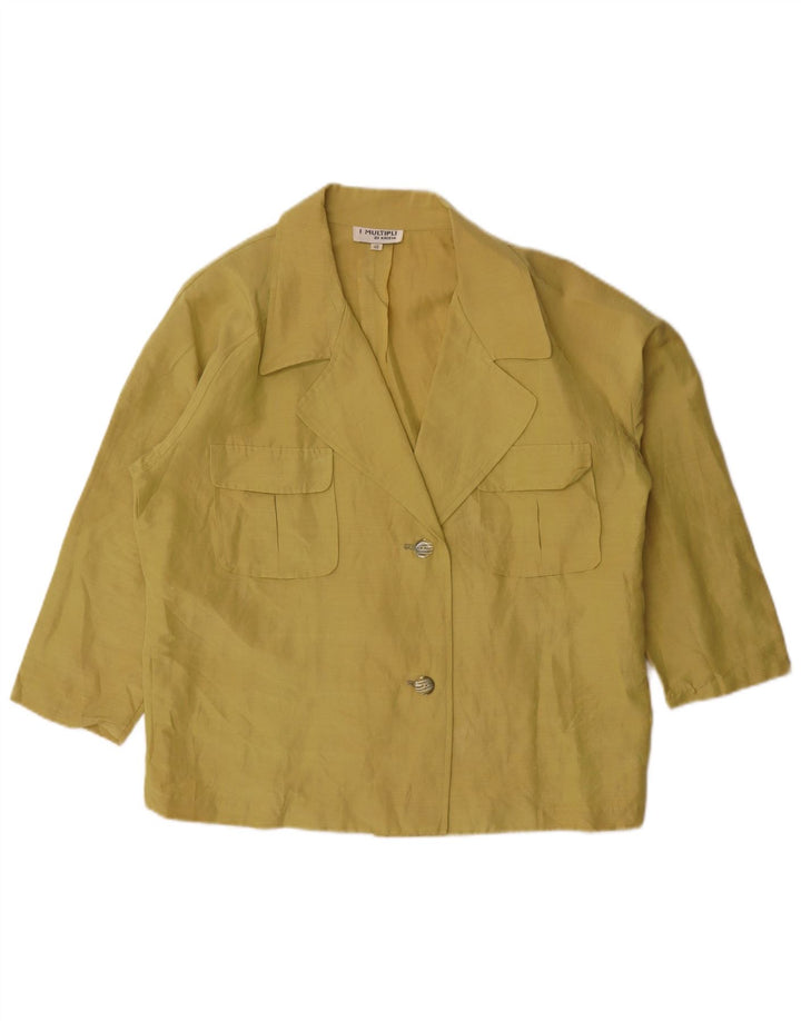 Krizia Womens Shirt Blouse IT 48 XL Yellow