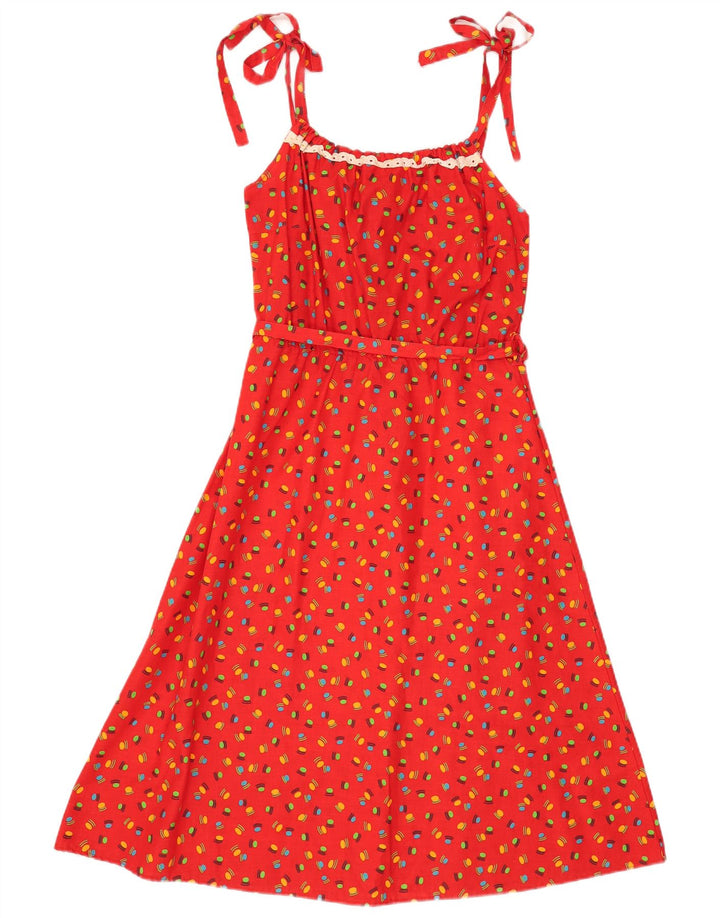 Vintage Womens Abstract Pattern Slip Dress IT 44 Medium Red