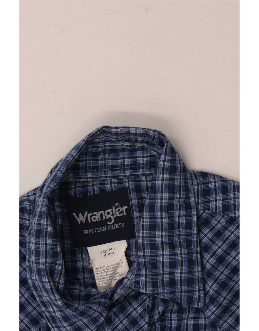 Wrangler Chemise à manches courtes pour homme en coton à carreaux bleu marine moyen