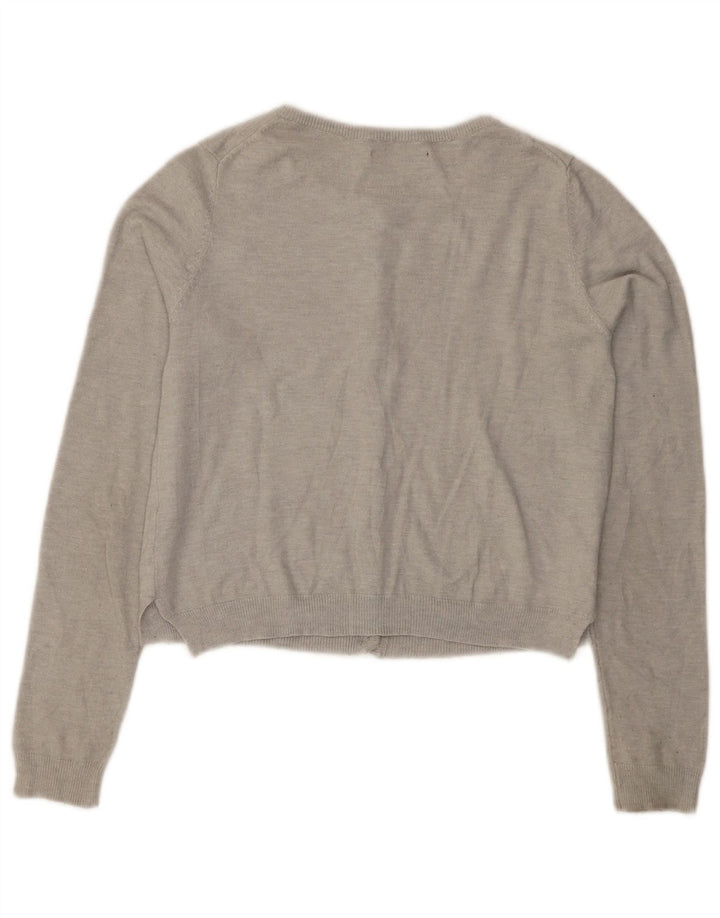 Zara Damen Crop Cardigan Pullover UK 12 Mittelgrau