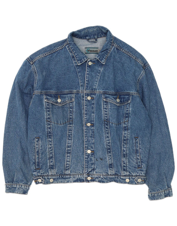 Jaqueta jeans masculina vintage UK 42 XL algodão azul