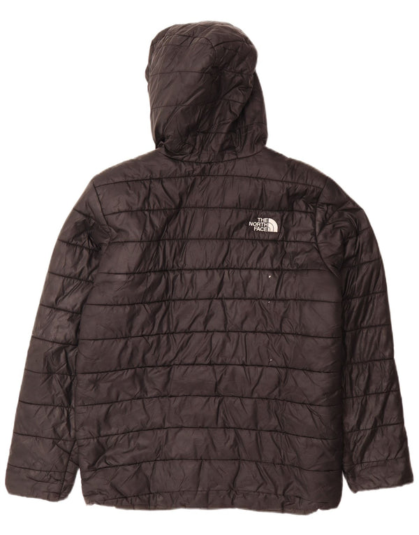 The North Face Boys Hooded Padded Jacket 14-15 Years XL Black Nylon