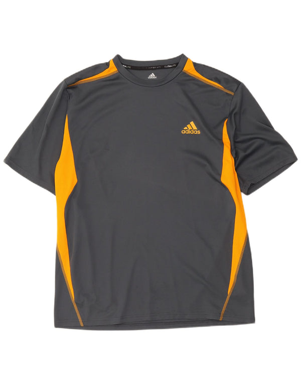 T-shirt Adidas Climalite da uomo Top XL Poliestere color block grigio