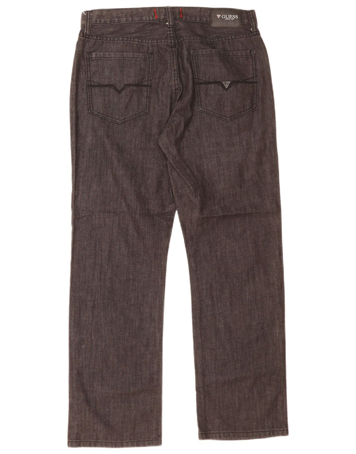 Guess Mens Straight Jeans W33 L30 Grey Cotton