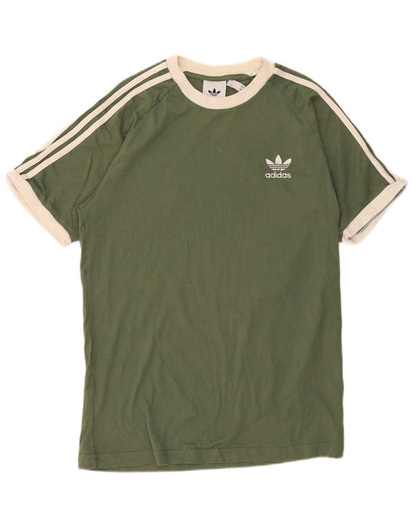 Adidas Męski T-Shirt Top Średni Zielony Kolor Blokowy Bawełniany