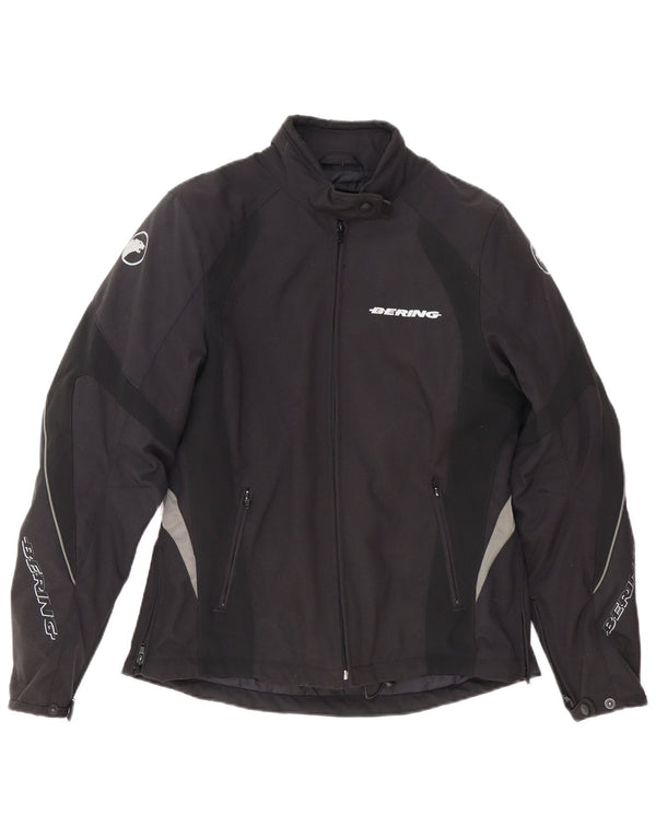 BERING Womens Graphic Racer Jacket UK 14 Medium Black Colourblock Nylon