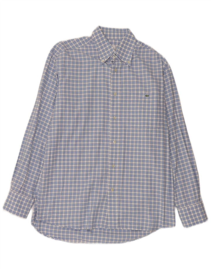 Lacoste Mens Shirt Size 40 Medium Blue Check Cotton