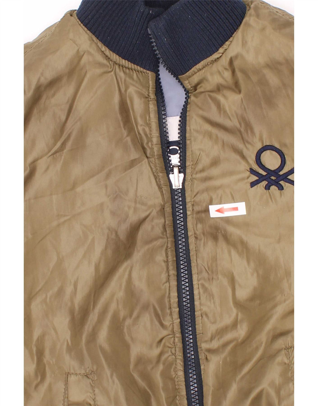 Benetton Boys Graphic Padded Jacket 7-8 Years Medium Blue Colourblock