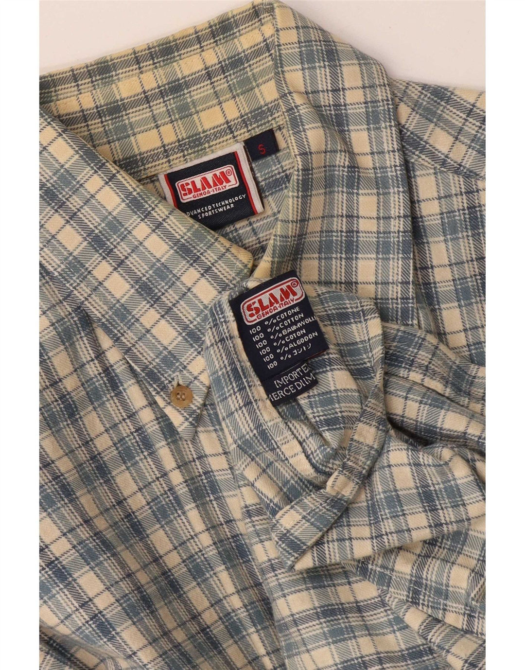 Camicia da uomo Slam in cotone a quadri piccoli blu