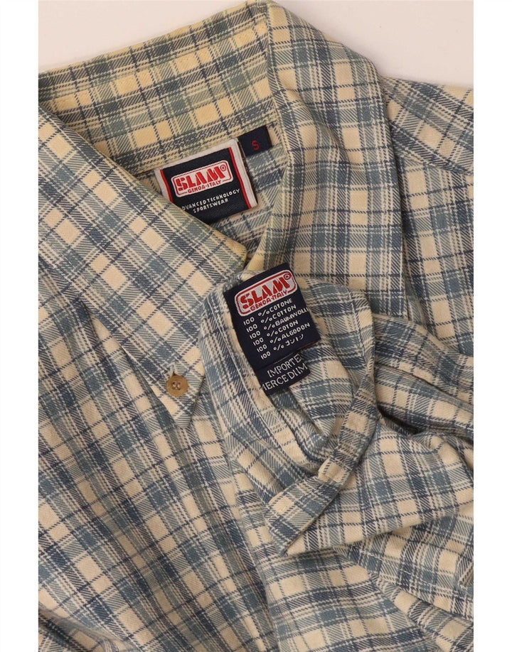 Camicia da uomo Slam in cotone a quadri piccoli blu