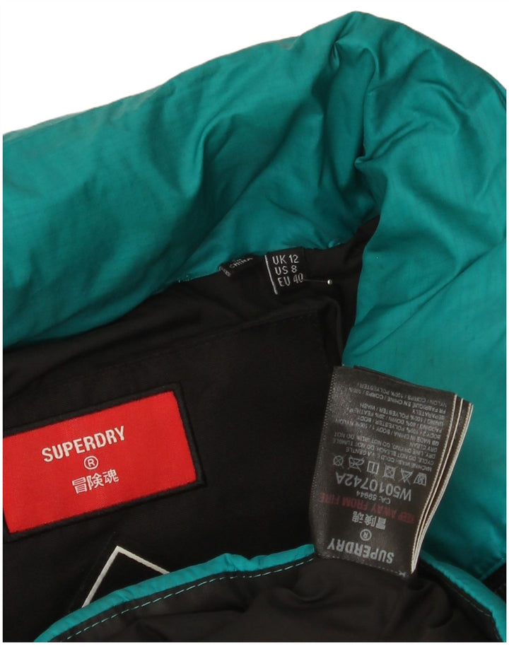 Superdry Veste rembourrée pour femme UK 12 Polyester color block turquoise moyen