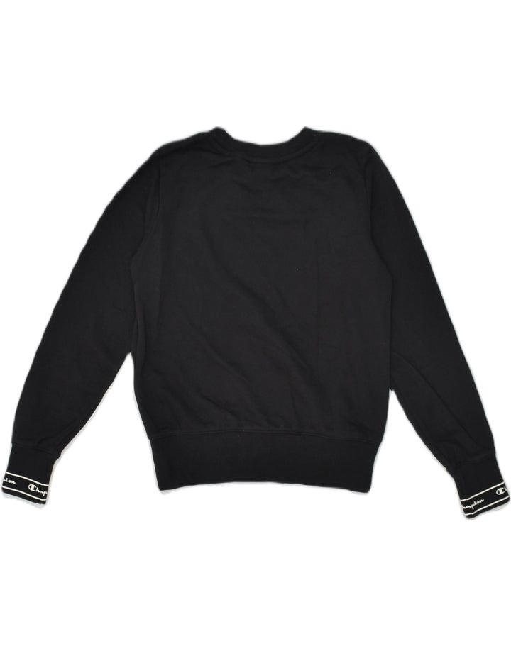 CHAMPION Womens Graphic Sweatshirt Jumper UK 6 XS Black Cotton | Vintage Champion | Thrift | Second-Hand Champion | Used Clothing | Messina Hembry 