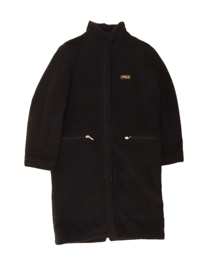 FILA Womens Fleece Overcoat UK 10 Small Black Polyester Vintage Fila and Second-Hand Fila from Messina Hembry 