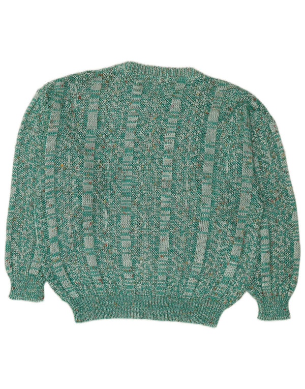 Vintage Womens Boat Neck Jumper Sweater UK 14 Medium Green Flecked