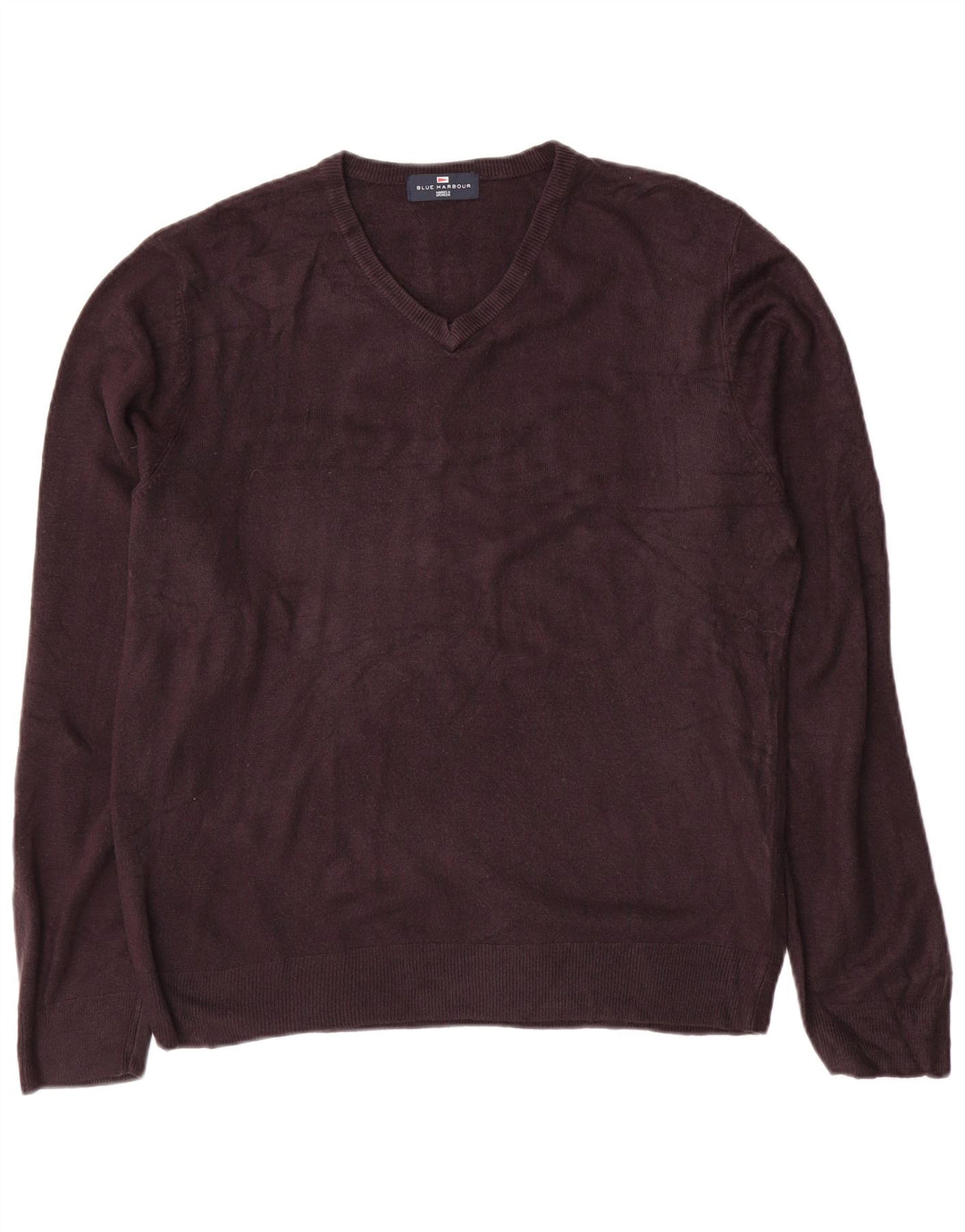 Marks & Spencer Mens Blue Harbour V-Neck Jumper Sweater Large Navy Blue
