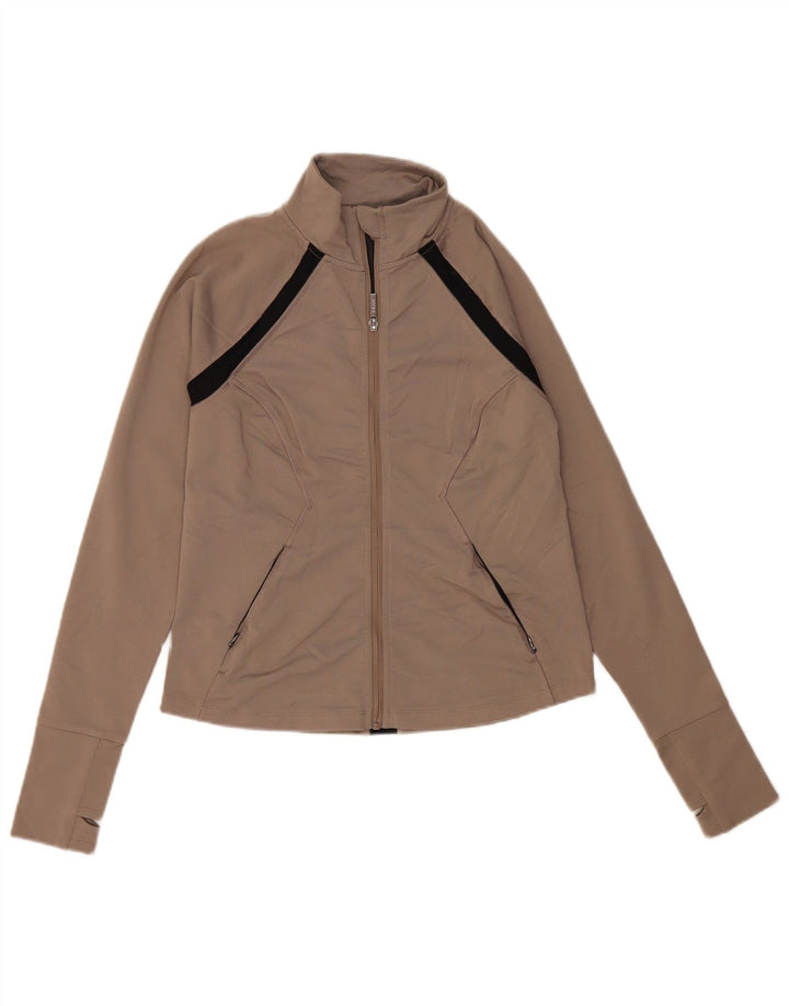 DKNY Womens Tracksuit Top Jacket UK 10 Small Beige Colourblock Polyester